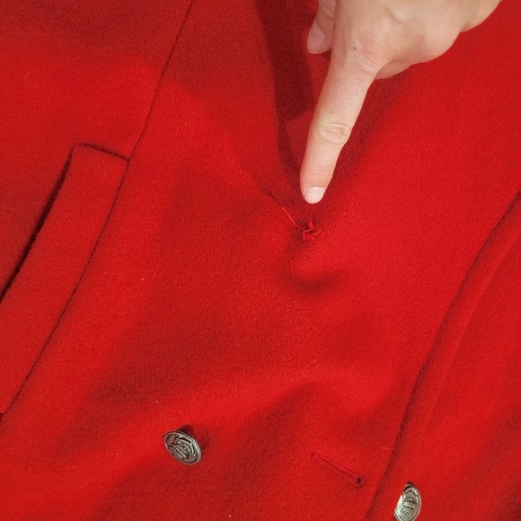 Wool blend red button coat - Picture 7 of 8